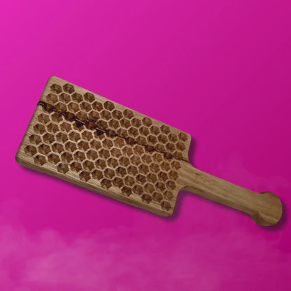 Heavy Hardwood Engraved Spanking Paddle, BDSM Toy Wooden Paddle - Honeycomb